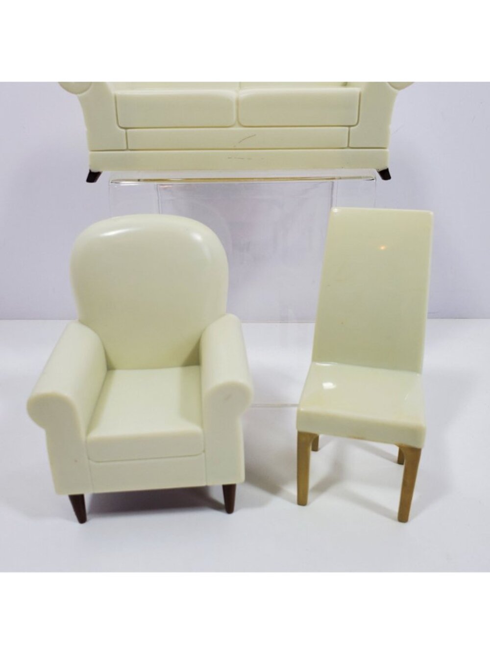 Couch Armchair Dining Chair Vintage Plastic Unmarked Dollhouse Furniture Lot - Picture 13 of 13